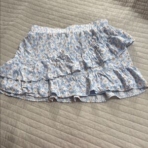 Art Class Girls Floral Blue Ruffle Skirt Size XL (14)